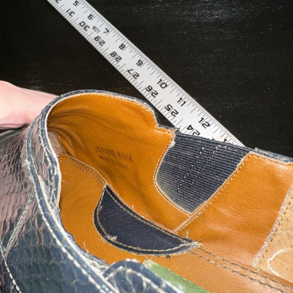 Vintage Giorgio Brutini 8 1/2 Green Genuine Snakeskin Shoes - Picture 2 of 15